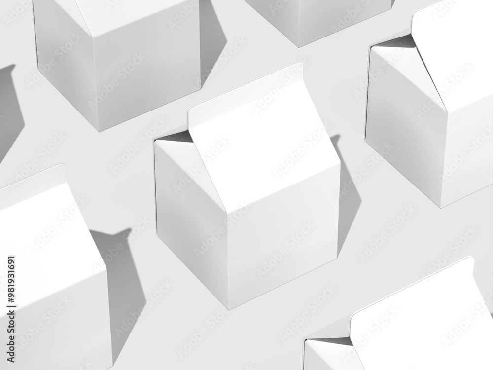 3D White Empty Carton Box Milk Packaging Mockup 3D White Empty Carton Box Milk Packaging Mockup