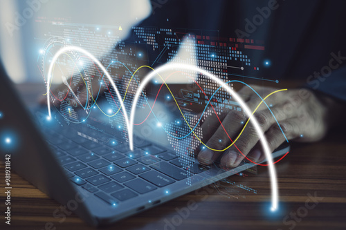 Obraz na płótnie AI technology helps businessmen optimize logistics management by automating route planning improving delivery efficiency and reducing transportation costs w salonie