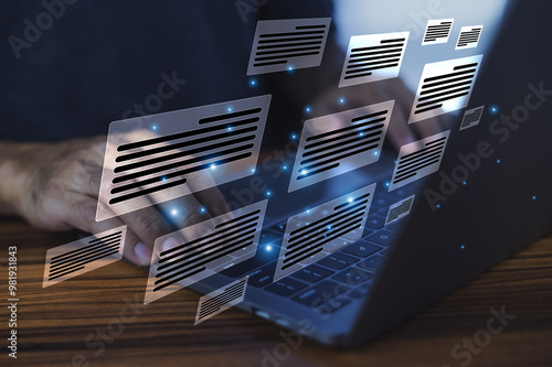 Obraz na płótnie Businessmen rely on AI technology to digitize and organize documents securely ensuring easy access and enhancing document management efficiency w salonie