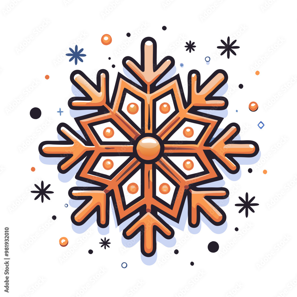 Intricate Orange Snowflake Design for Winter and Holiday Themes Intricate Orange Snowflake Design for Winter and Holiday Themes