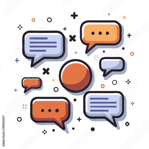 Multiple Colorful Speech Bubbles for Communication and Discussion Concept