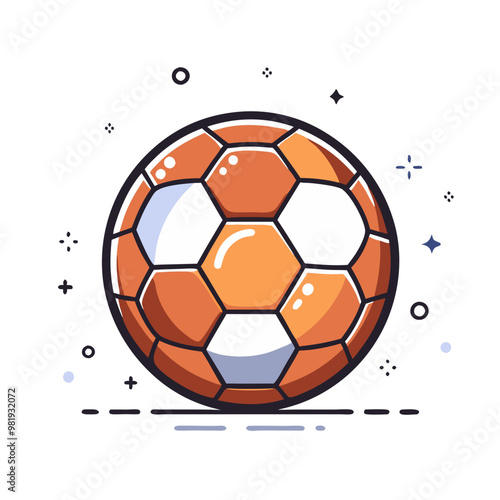 Stylized Soccer Ball in Orange and White for Sports Design