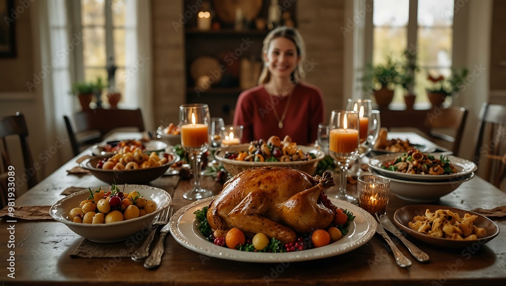 Thanksgiving feast with warm and inviting vibes. Thanksgiving feast with warm and inviting vibes.