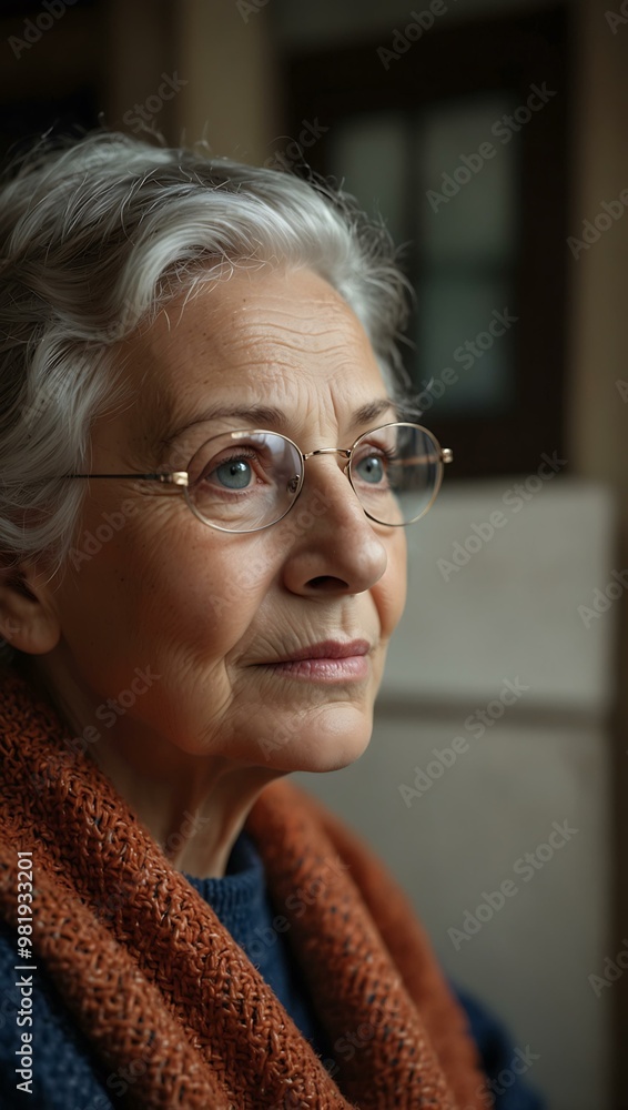 Thoughtful elderly woman reflecting peacefully on International Older Persons Day. Thoughtful elderly woman reflecting peacefully on International Older Persons Day.