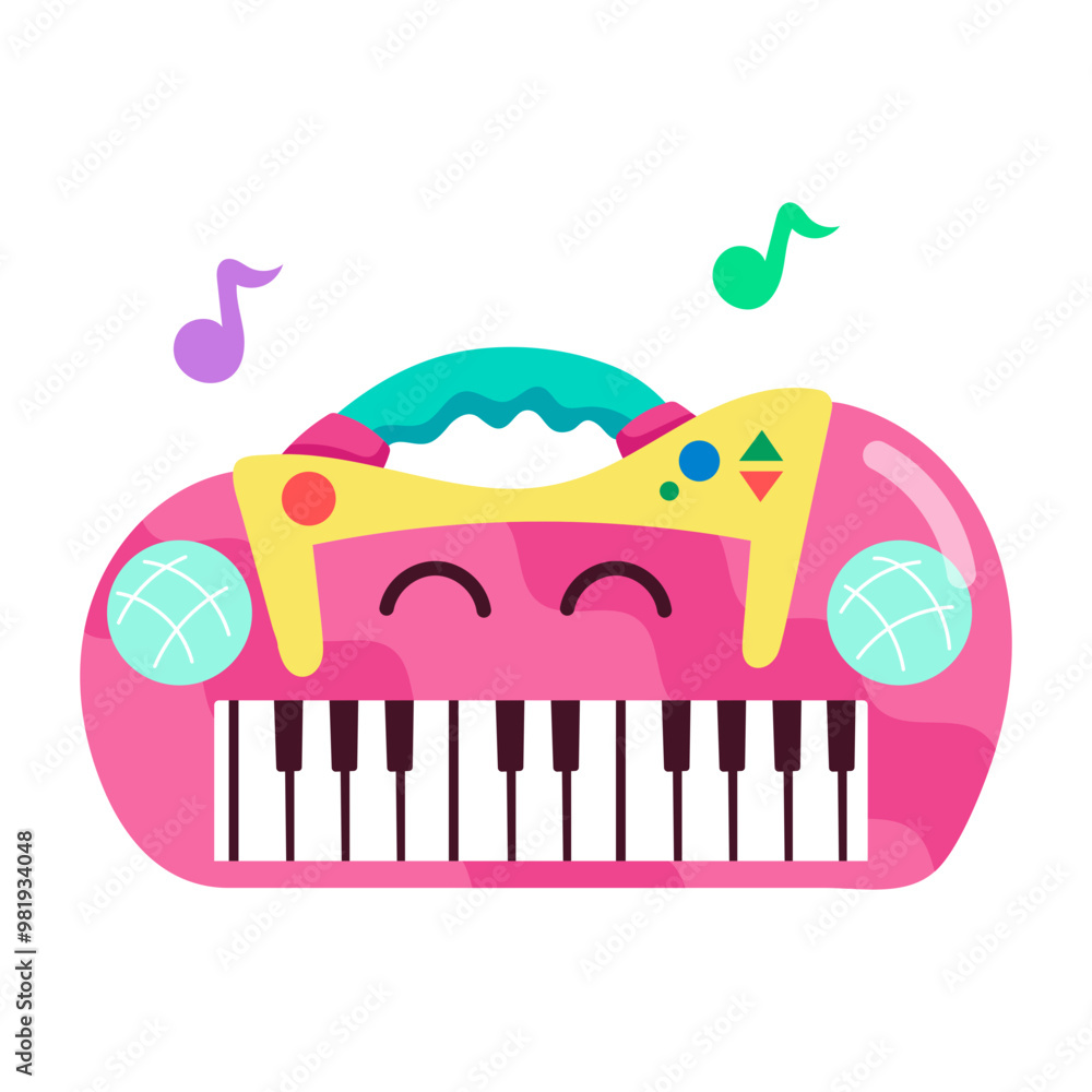 Comic style sticker of piano music Comic style sticker of piano music