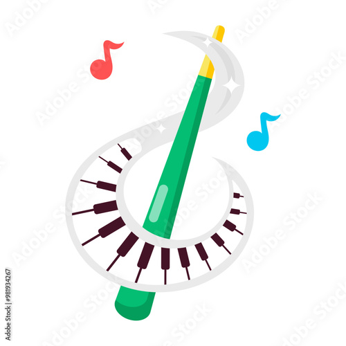 A comic sticker of music baton 