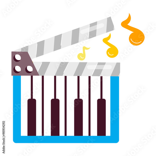 A flat sticker of film music 
