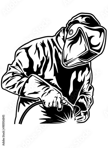 Welder | Workshop | Welding | Skilled Worker | Welder Dad | Welding Rod | Iron Repair | Welding Equipment | Original Illustration | Vector and Clipart | Cutfile and Stencil