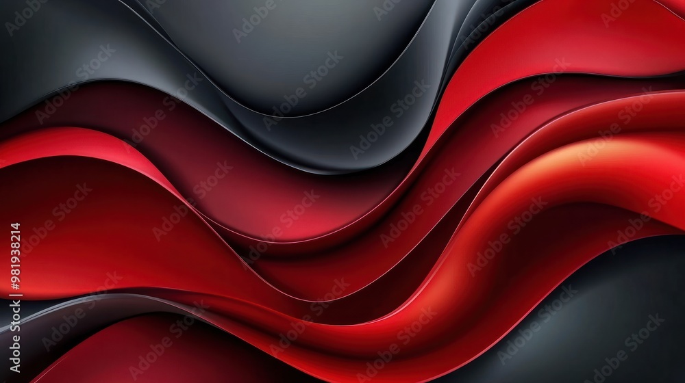 Fototapeta premium Abstract background waves. Black and red abstract background for wallpaper oder business card. Webdesign