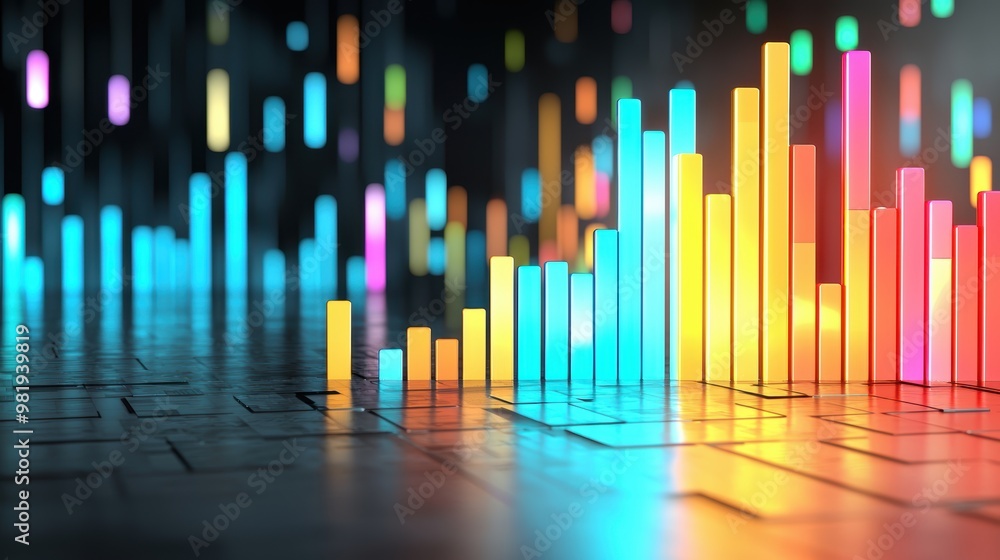 Abstract Colorful Bars on a Shiny Surface Abstract Colorful Bars on a Shiny Surface