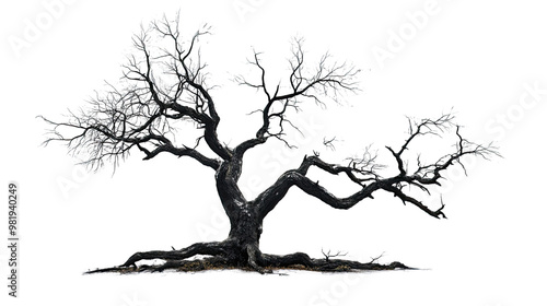 tree without leaves on white transparent background