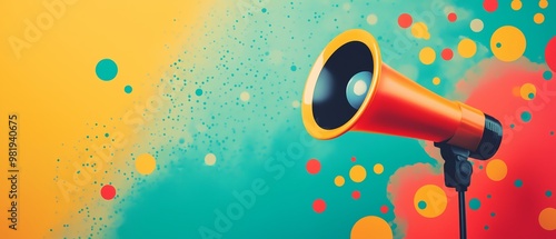 Megaphone in a vibrant color, Public communication