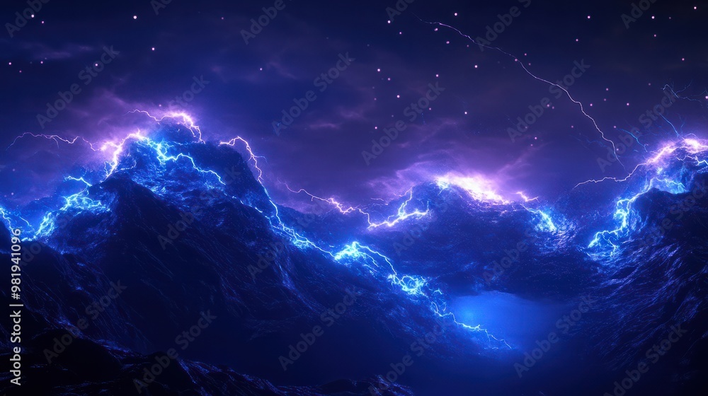 Captivating energy: Glowing lightning electrifies the night sky, casting an enchanting glow on the surrounding landscape. Ai Generative transparent background Captivating energy: Glowing lightning electrifies the night sky, casting an enchanting glow on the surrounding landscape. Ai Generative transparent background