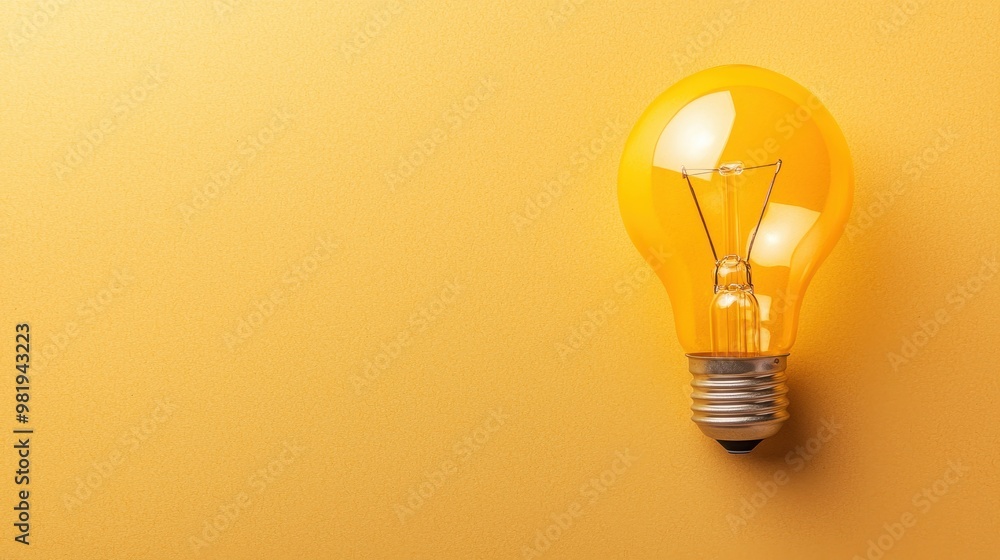 Yellow Lightbulb on Yellow Background Yellow Lightbulb on Yellow Background