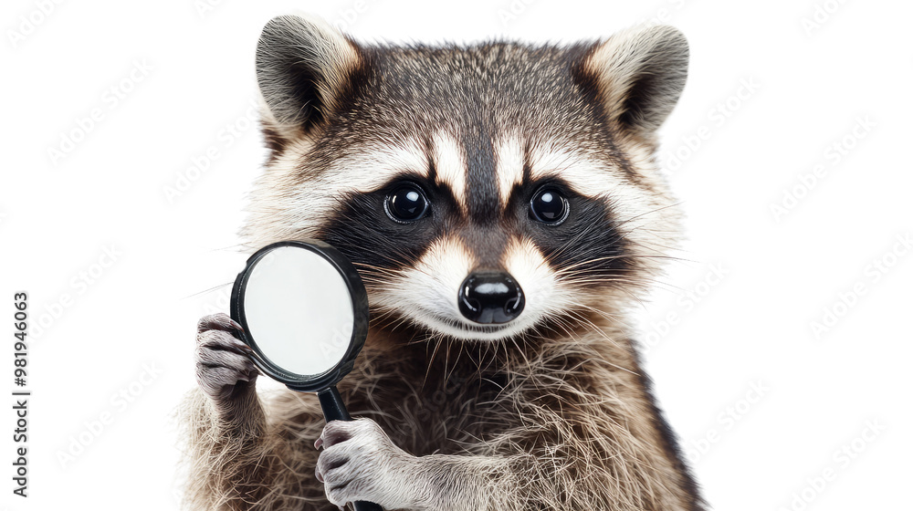Obraz premium detective raccoon on a white transparent background