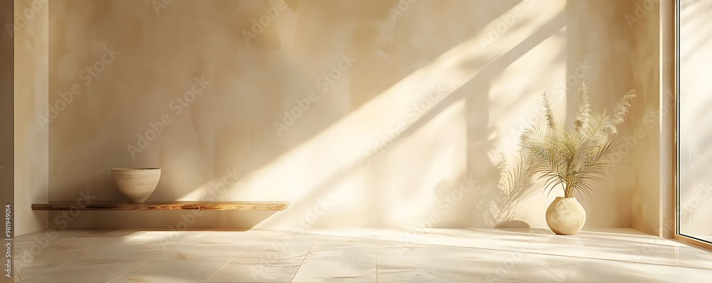 Light Beige Gold Background with Window Light for Product Light Beige Gold Background with Window Light for Product