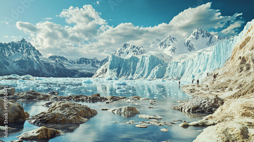 Wallpaper Mural glacial landscape with blue water and snow-capped mountains in alaska or antarctica Torontodigital.ca