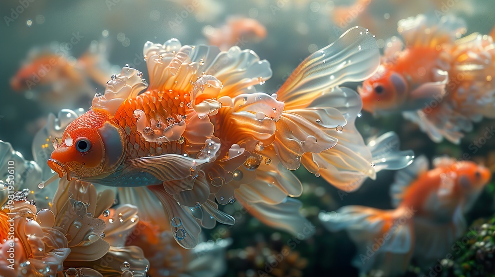 Stunning Close-Up of a Vibrant Goldfish in an Aquarium Stunning Close-Up of a Vibrant Goldfish in an Aquarium