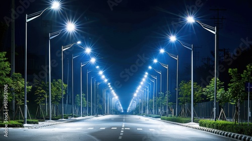 Lighting: Various lighting fixtures, including streetlights, that brighten the area at night, ensuring safety and clear visibility for all visitors.
 photo