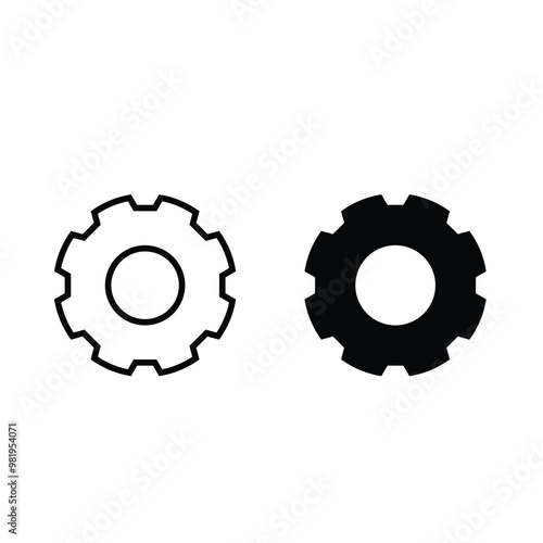 Black settings icon. Cogwheel symbol. Gear wheel vector linear icon 
