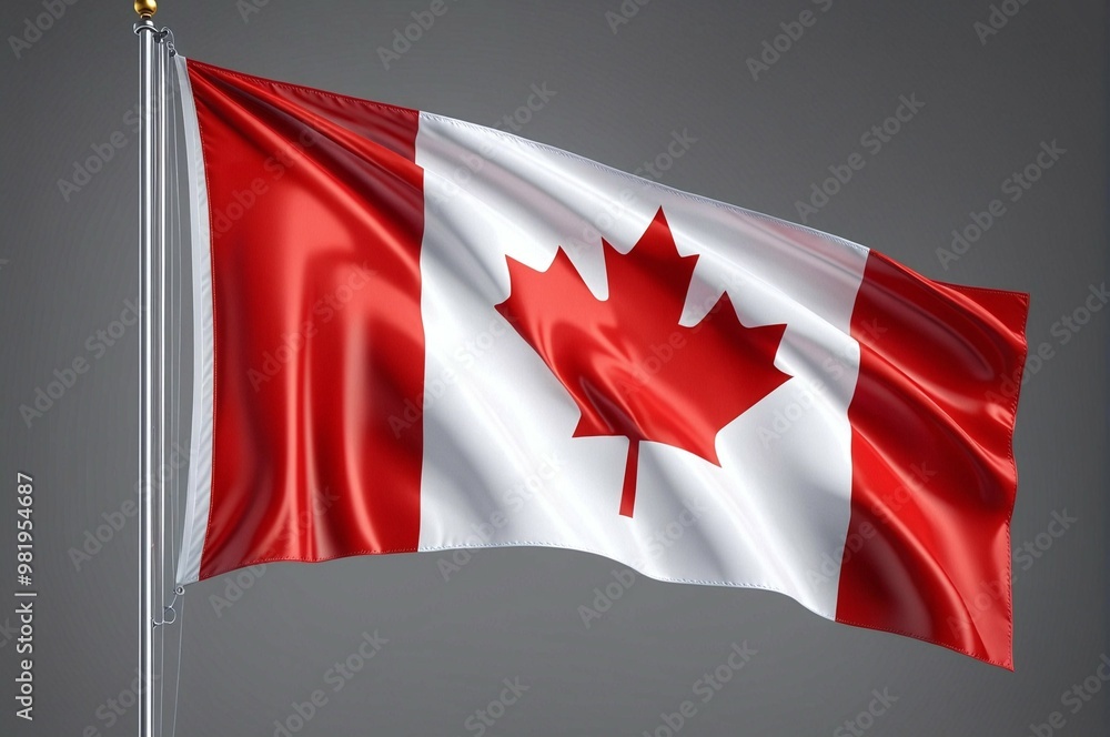 A red and white Canadian flag with a maple leaf on it A red and white Canadian flag with a maple leaf on it