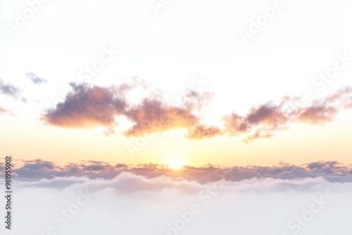 Golden sunset with clouds above a sea of clouds.