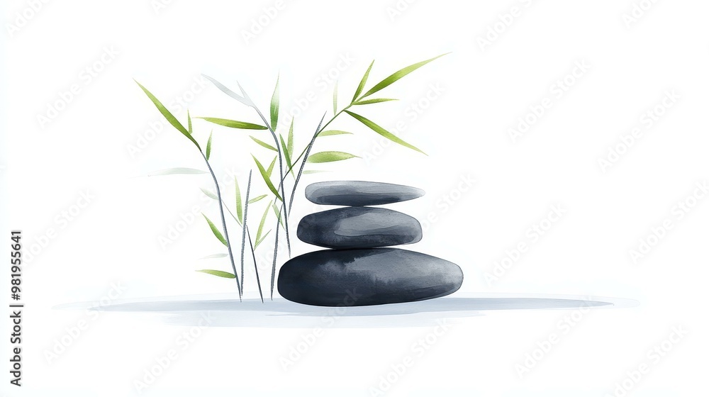 Obraz premium Discover tranquility with this minimalistic bamboo design, blending simplicity and calming cartoonlike charm.