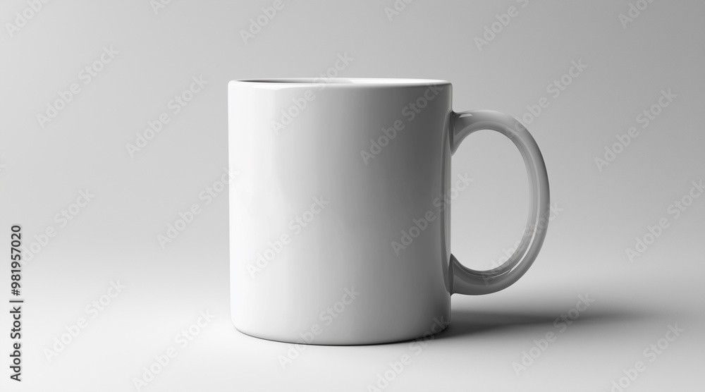 Obraz premium A plain white ceramic coffee mug with a smooth