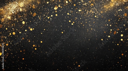 Celebratory background with gold glitter on black