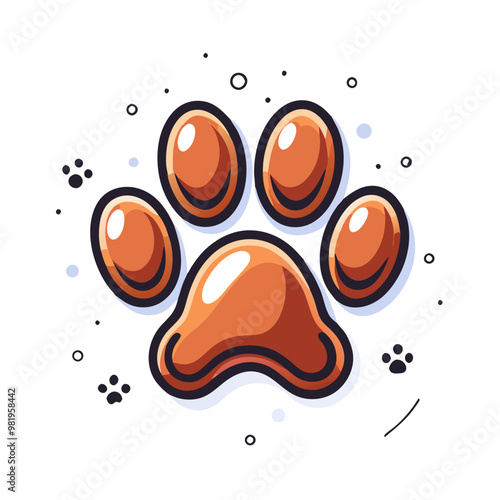 Orange Paw Print Icon with Stars for Pet Care Services