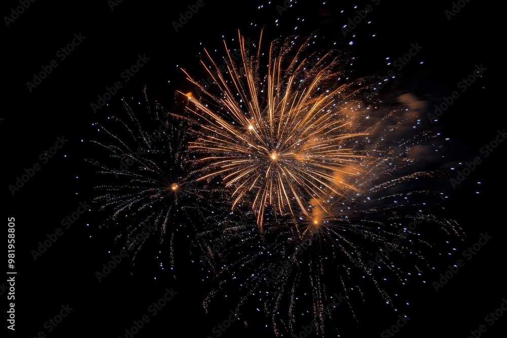 Brilliant fireworks lighting up the dark sky during new year's celebration Brilliant fireworks lighting up the dark sky during new year's celebration