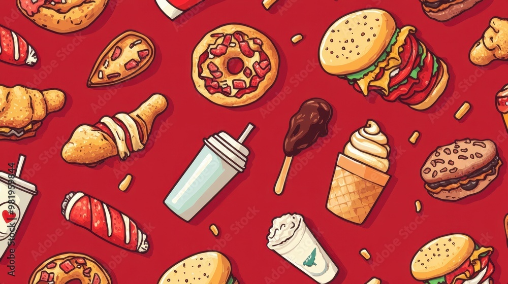 Pixel Art Fast Food Vector Set with Burger,pizza,Soda,Ice Cream,Hot Dog ...