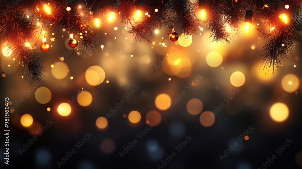Festive bokeh: dark blurred Christmas lights background with happy holiday party glow and warm flare Festive bokeh: dark blurred Christmas lights background with happy holiday party glow and warm flare