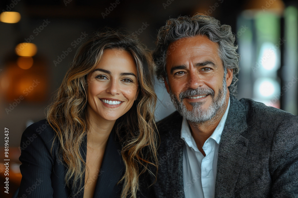 A couple smiles for the camera. A couple smiles for the camera.