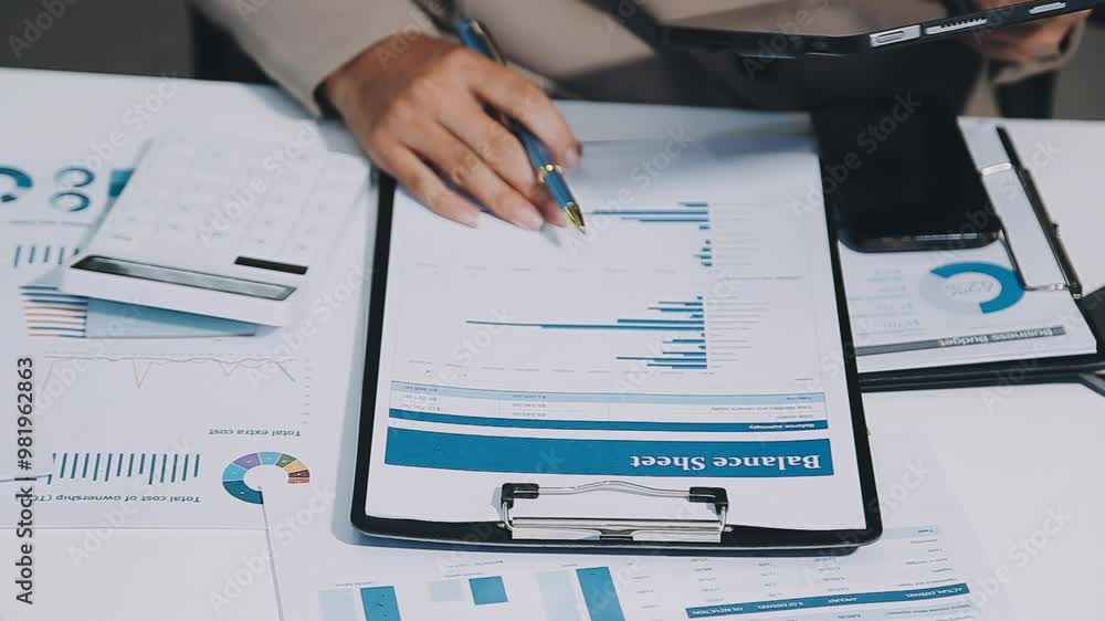 Close up Business woman using calculator and laptop for do math finance on wooden desk, tax, accounting, statistics and analytical research concept Close up Business woman using calculator and laptop for do math finance on wooden desk, tax, accounting, statistics and analytical research concept