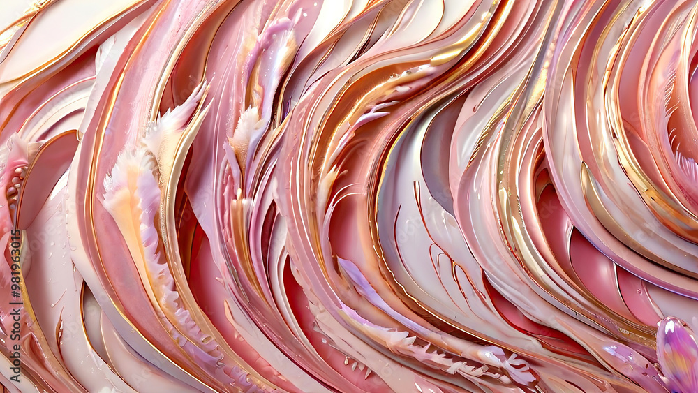 Abstract background with pink and gold flowing liquid paint. Swirling, colorful paint. Abstract background with pink and gold flowing liquid paint. Swirling, colorful paint.