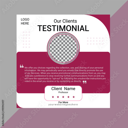 Creative, modern, stylish, abstract customer feedback or customer review social media post design template, client testimonial colorful bundle Set.