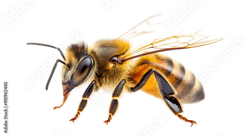 Honeybee on white background