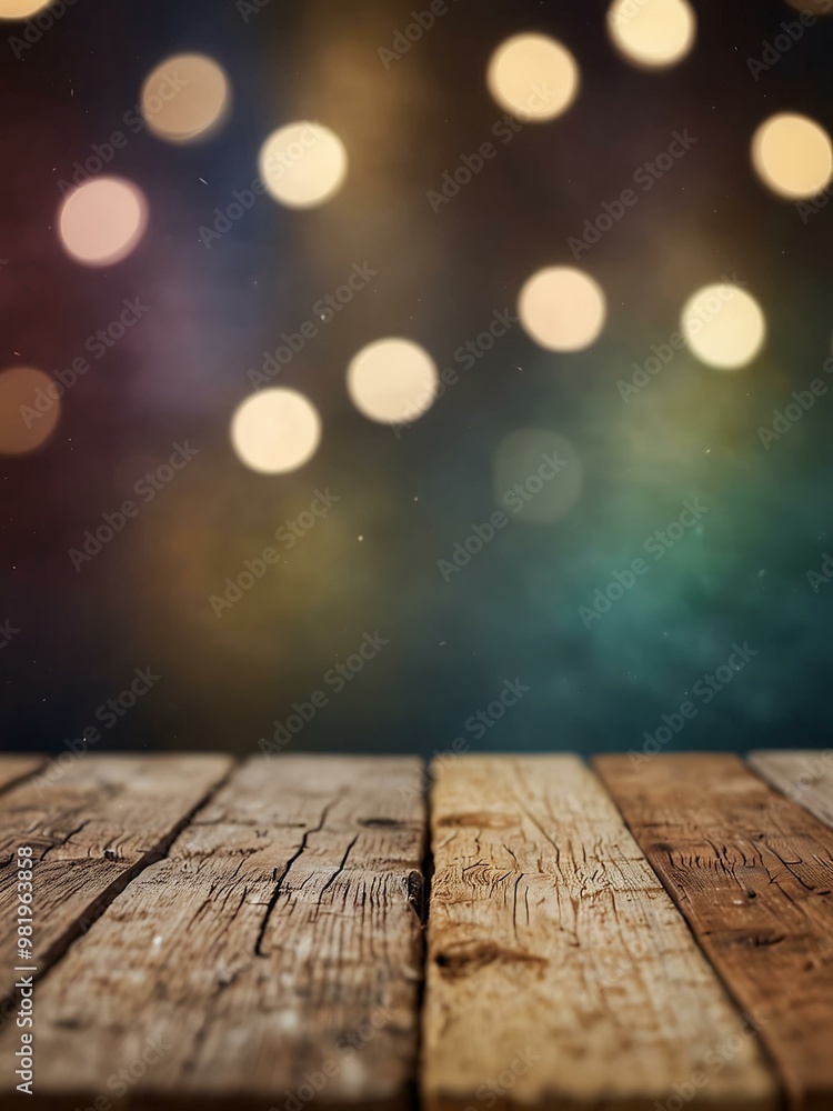 Wooden table with a soft pastel bokeh background Wooden table with a soft pastel bokeh background
