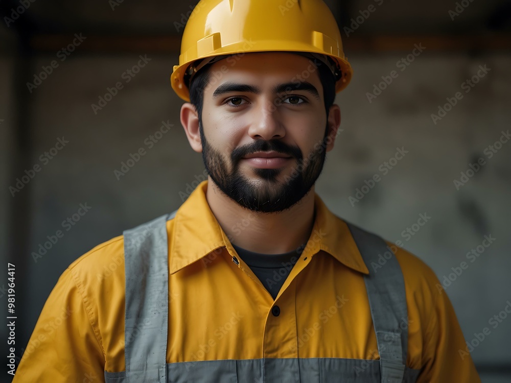 Worker with a yellow hard hat, ready for action. Worker with a yellow hard hat, ready for action.