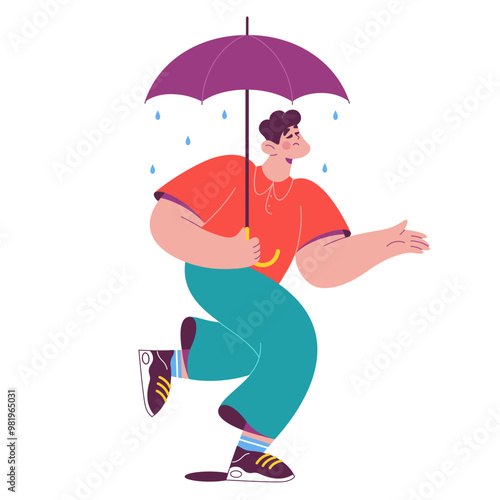 Man with an umbrella is experiencing mental health problems