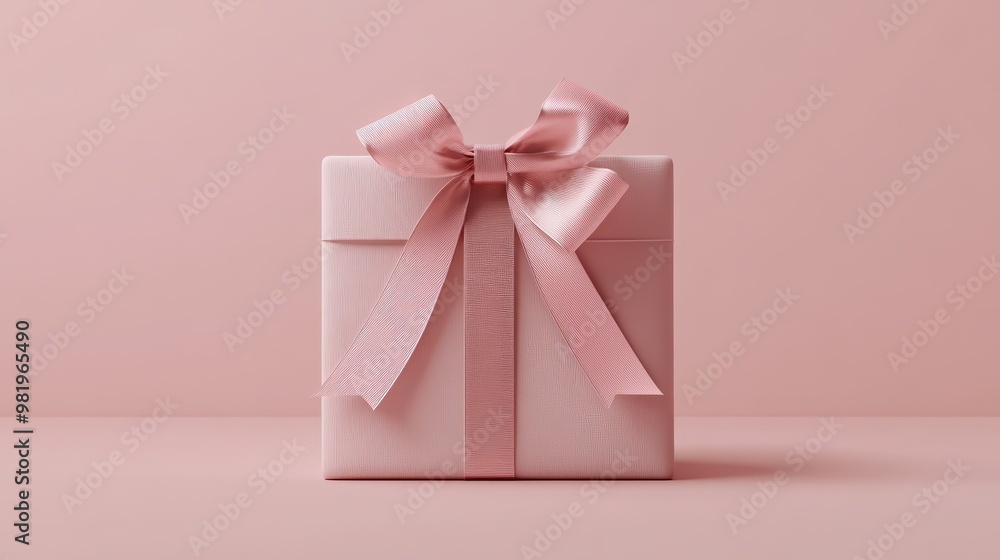 A beautifully wrapped gift box with a satin ribbon, positioned at the golden ratio point in front of a soft pastel pink background transparent background A beautifully wrapped gift box with a satin ribbon, positioned at the golden ratio point in front of a soft pastel pink background transparent background
