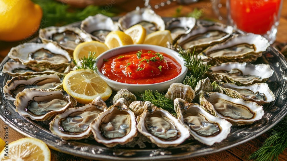 Fresh Oysters Served on a Silver Platter Fresh Oysters Served on a Silver Platter
