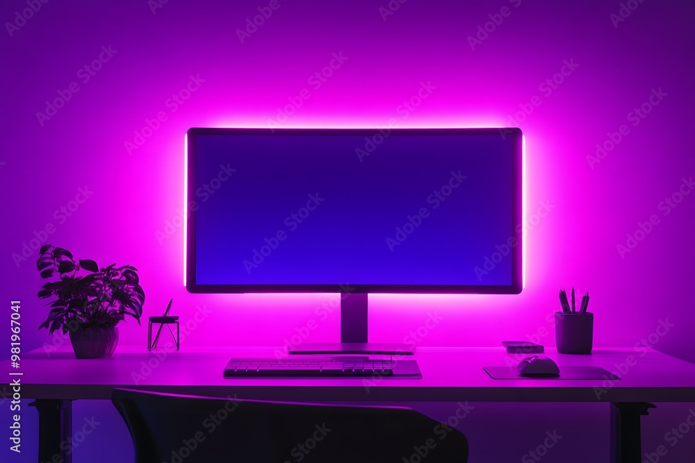 monitor with screen on table