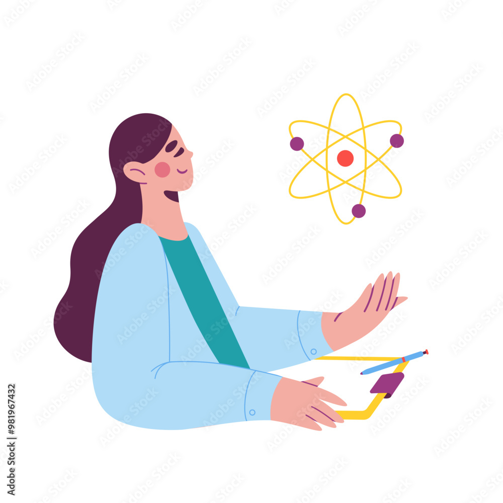 Obraz premium Woman scientist studying atom