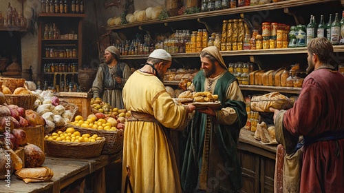 A Baker Selling Bread in a Storefront