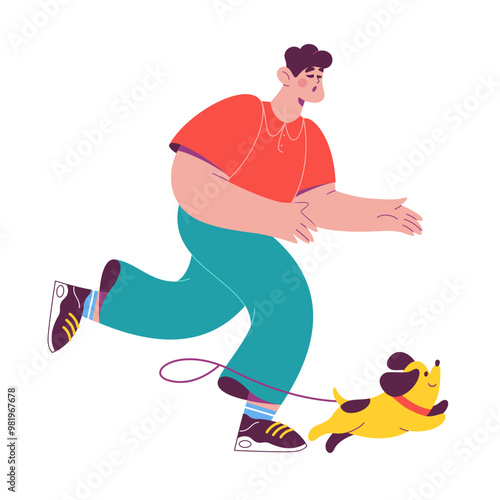 Man chasing a dog