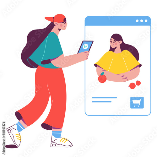 Woman buying a painting online