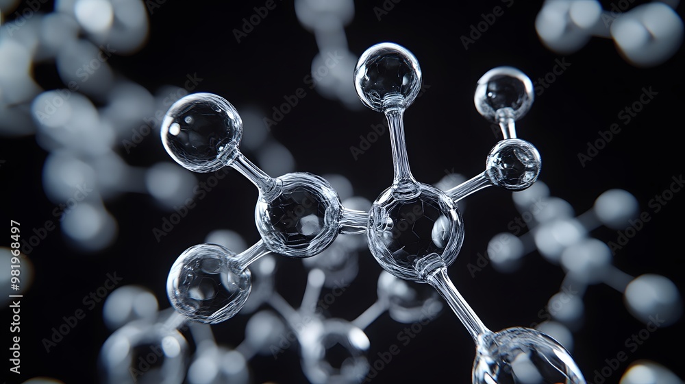 Complex organic chemical structures visualized with atomic precision, hyper-real, high-quality, sharp images, graphic, illustration Complex organic chemical structures visualized with atomic precision, hyper-real, high-quality, sharp images, graphic, illustration