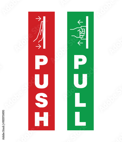 Push Pull Door Sign, Push and Pull Symbol Vector, Design Templet, Door Sign, Pull and Push Hand icon.